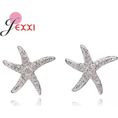 Cheap 925 Sterling Silver Exquisite Starfish Earrings For Women Girls Lady Bohemia style Small Earring Studs For Sale