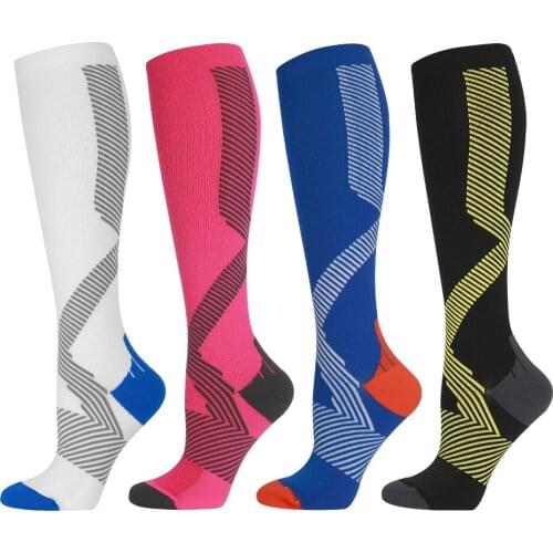 Gradient Pressure Nursing Compression Socks Women Sports Marathon Cycling Nylon Elastic Men Socks Prevent Calf Varicose Vein
