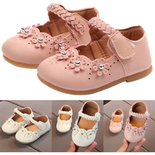 New Fashion Girls Shoes Rhinestone Flower Princess Dress Shoes PU Leather Casual Toddler Kids Drop Shipping