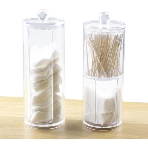Makeup Cotton Pad/Swab Organizer Jewelry Storage Box Multifunctional Round Qtip Container Cosmetic Holder Clear Q-tip Box