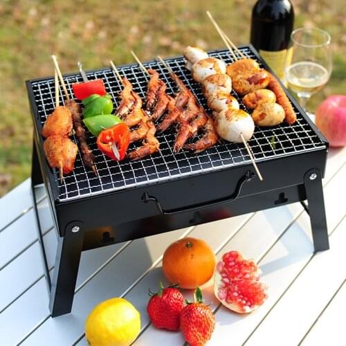 Outdoor Grill BBQ Mini Barbecue Grill Stainless Steel Grill Stand Home Portable Foldable Roasting Meat Tools Camping Party Cook