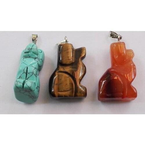 Wholesale natural stone Animal pendants for jewelry making charms dog pendants 12pcs/lot Free shipping