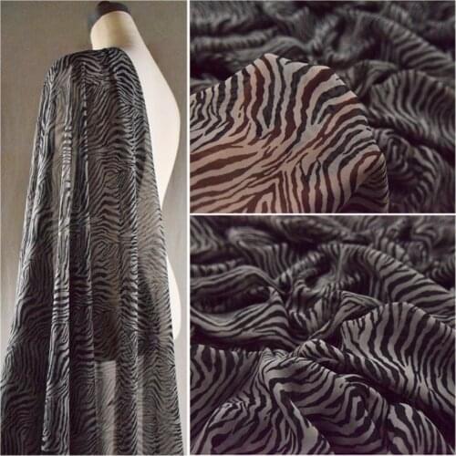 Half Meter Fashion Grey Zebra Chiffon Fabric For Dress Shirt Sun-Proof Clothing Ladys Garment Material Thin Transparent T1395