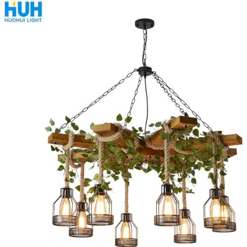 Retro Industrial Style Twine Chandelier Coffee Shop Green Plant Creative Personality Barbecue Restaurant Restaurant Chandelier