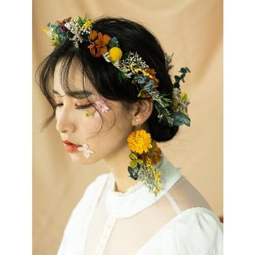 Manual Bridal Headband Crown Mori Girl Wreath For Travel Shot Seaside Vacation Wedding Photography Fashion Fake Hair Accessories