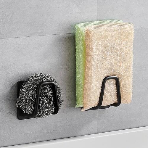 Kitchen Stainless Steel Sink Sponges Holder Self Adhesive Drain Drying Rack Kitchen Wall Hooks Accessories Storage Organizer