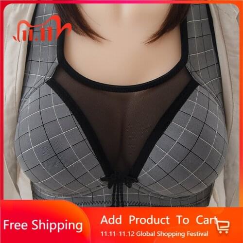 Sexy Push Up Bra Plaid Printed Brassiere Wireless Bralette Breast lace Bras for Women Plus Size