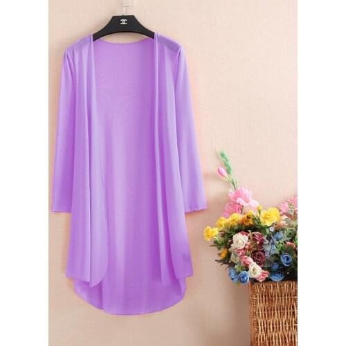 2020 New Korean Feamle Medium Long Shawl Coat Fashion Lace Patchwork Hollow Chiffon Thin Open Stitch Summer Jacket Over Size