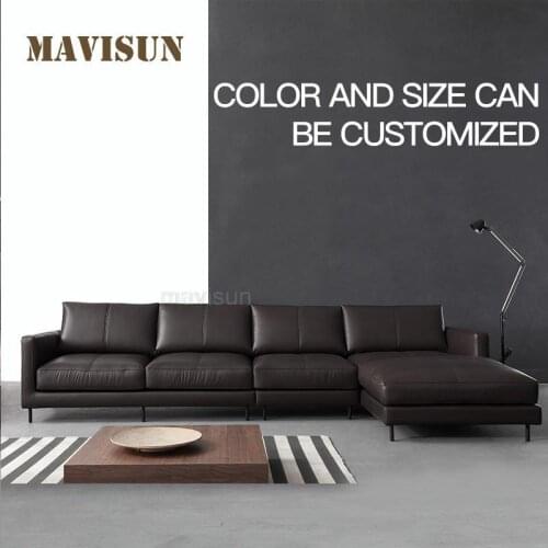 Modern Minimalist New Fashion Sofa Combination Nordic Minimalist Small Apartment Living Room Real Leather Complete Furniture