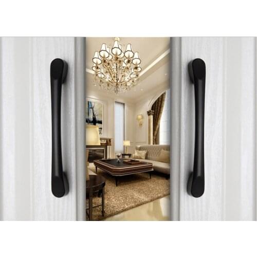 Modern simple black kitchen cabinet handle cupboard pull drawer dresser wardrobe handles pulls knobs European bookcase handle