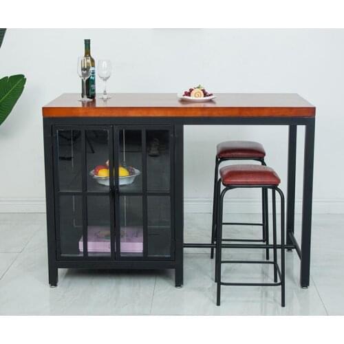 Kitchen island table side table solid wood meal preparation table storage table operation table iron home country table preparat