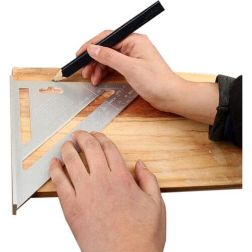 Triangular Ruler 7/12 inch Metric Aluminum Alloy Triangular Measuring Ruler Woodwork Speed Square Triangle Angle Protractor