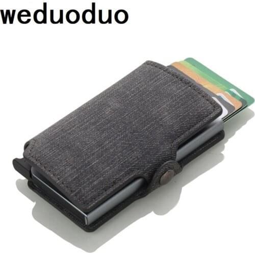Weduoduo Aluminum Card Wallet Credit Card Holder with RFID Blocking Card Case for Men And Women PU Leather 4 Colours Card holder