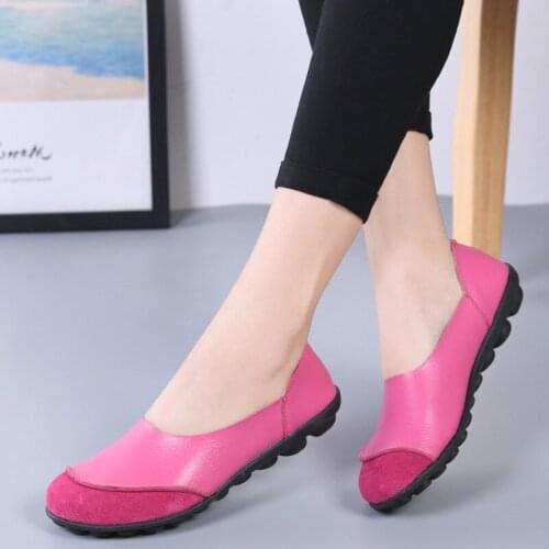 New Moccasins Women Flats 2021 Autumn Woman Loafers Genuine Leather Female Shoes Slip On Ballet Bowtie Womens Shoe Size 35-44