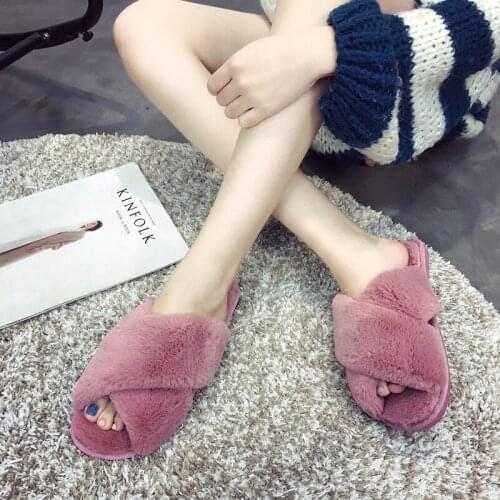 Women Slippers Autumn Winter Plush Fashion Home Indoor Wool Flip Flop Women wear Flat-Bottom non-slip ins Trend Women Shoes 2020