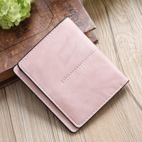 Womens Short Vertical Style Billfold Wallet Purse PU Leather Card Holder Luxury Case Pink Casual Multi-Card Slots Money Bag New