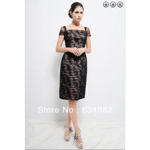 Free shipping 2018 womens elegant plus size vestidos formales cap sleeve short black lace Mother of the Bride Dresses