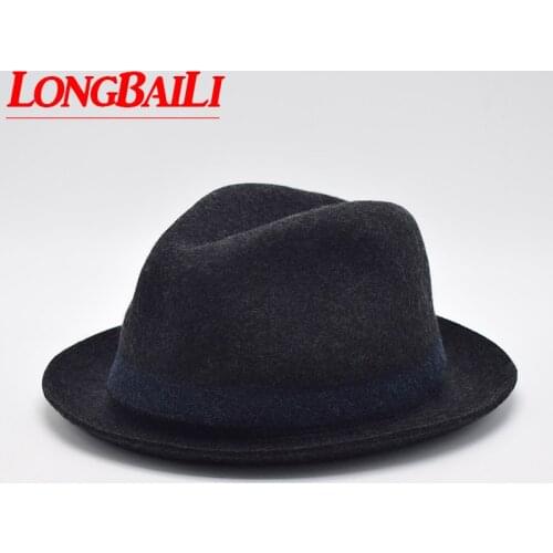 Winter 59cm Big Headsize Black Mens Wool Felt Fedora Hats Chapeu Masculino Panama Trilby Free Shipping PWFE036