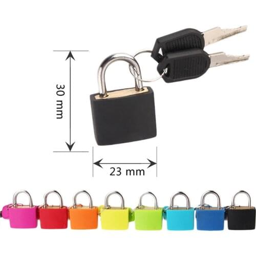 1PCS 30x23mm Small Mini Strong Steel Padlock Waterproof Travel Suitcase Diary Lock 2 Key Colored plastic case padlock Decoration