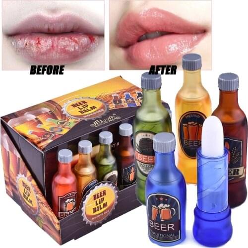 1PC Fruity Colorless Lip Balm Lippie Women Makeup Moisturizing Hydrating Beer Bottle Men Lip Care Antifreeze Lip Tint Cosmetics