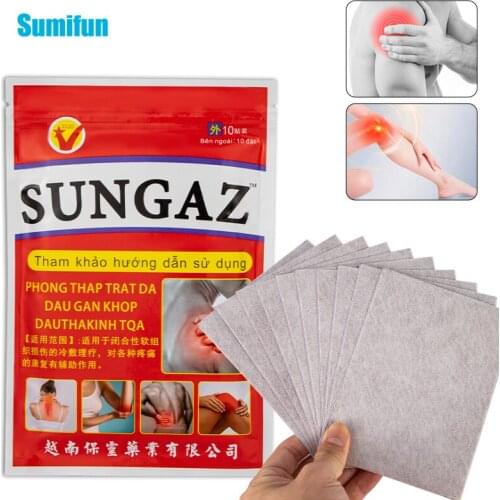 10Pcs Vietnam SUNGAZ Cold Compresses Red Medicinal Patches Herbal Extracts Knee Arthritis Cervical Spine Joint Pain Patch
