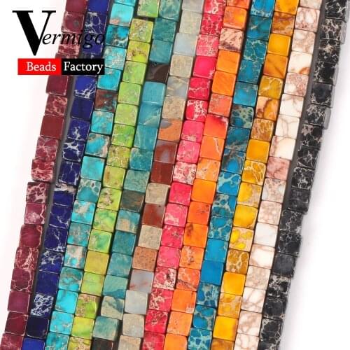 12Colors Natural Stone Beads 6*3mm Sea Sediment Picasso Jaspers Shoushan Stone Flat Square Beads for Jewelry Making Diy Bracelet