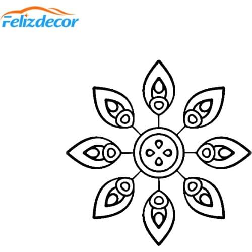 13*13cm Meditation Yoga Peacock Mandala Decal Zen Boho Art Car Decor Stickers Removable Vinyl Car Decals Black White L733