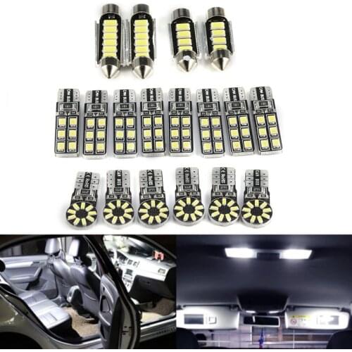 18pcs/Set Perfect White Canbus Error Free LED Bulb Interior Dome Map Overhead Light Kit For Audi Q5 2008-2019 Q7 2006-2015