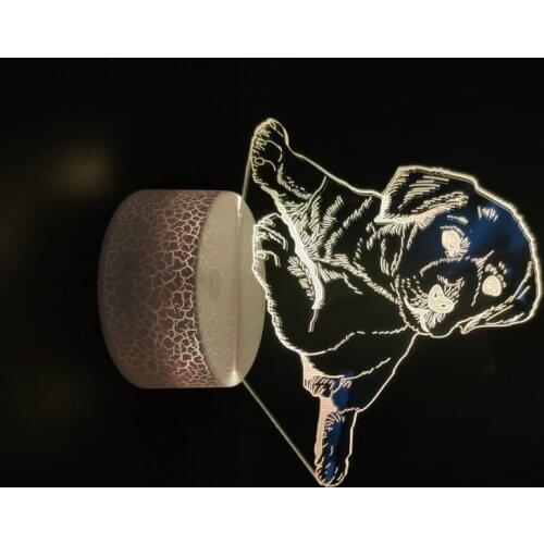 3D Lamp pets the dog puppy touch sensor bright base atmosphere color changing with remote for indoor decor led night light lamp