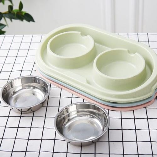 42*25 Round Creative Tray Double Bowl High-Grade Non-Slip Food Bowl New Environmental Plastic Dog Bowl Bowl