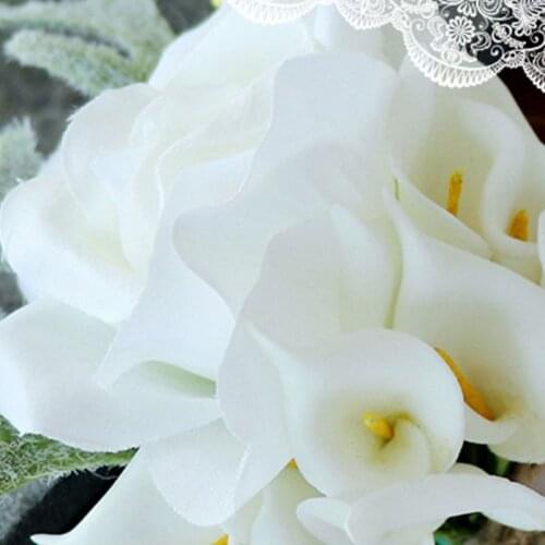 Artificial Calla Lily Boutonniere Groom Groomsman Wedding Flower Corsage Brooch Pin Cute Antlers Decor Party Prom Suit