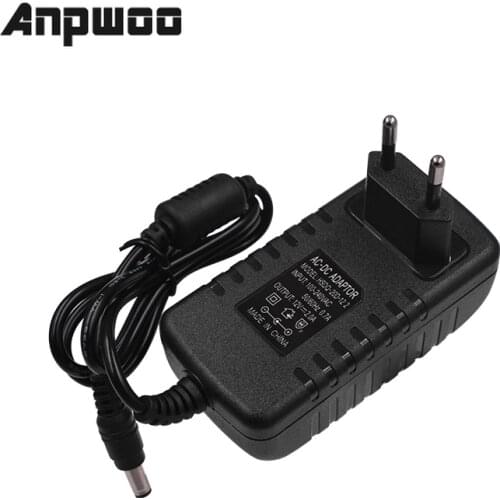 ANPWOO 12V2A AC 100V-240V Converter Adapter DC 12V 2A 2000mA CCTV Power Supply EU Plug 5.5mm x 2.1-2.5mm for LED CCTV Camera