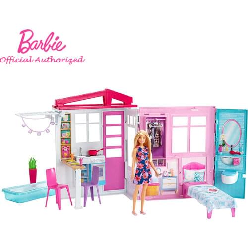 Barbie Girl Newest Advertising Mode Vacation House Barbie Holiday Fashion Toy Barbie Boneca Set Mode CFB65