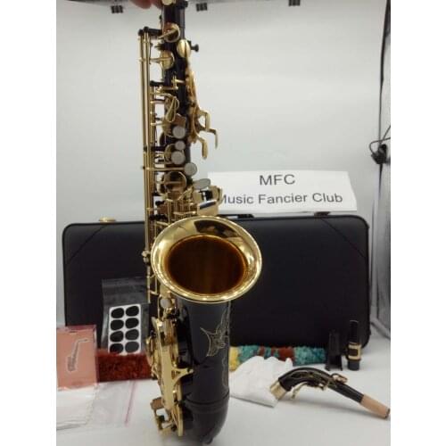Free Shipping New Music Fancier Club Alto Saxophone Black Nickel Gold Professional Alto Sax Black Lacquer Mouthpiece Reeds Neck