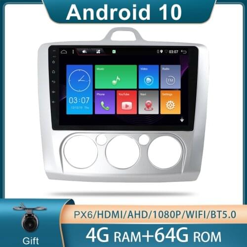 Bosion PX6 4GB 64GB 9 inch Android 10.0 Car Radio Dvd Player For ford focus EXI MT 2 3 Mk2 2004-2011 1 Din GPS Multimedia Player