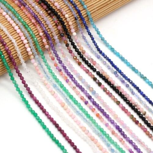 Natural Stone Beads Round Gem Faceted Mixed Color Small Loose Spacer Beaded For jewelry making DIY Necklace Bracelet Accessories