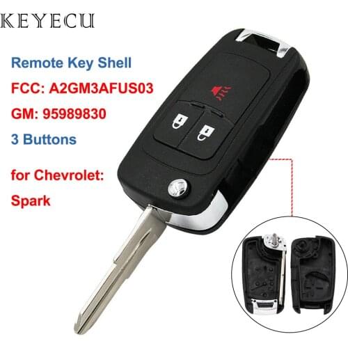 Keyecu 3 Buttons Remote Key Shell Case Cover for Chevrolet Spark 2012 2013 2014 2015 2016