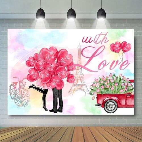 Valentines Day Backdrop For Dating Party Props Eiffel Tower Rose Romantic Red Engagement Background Lover Valentine Decoration