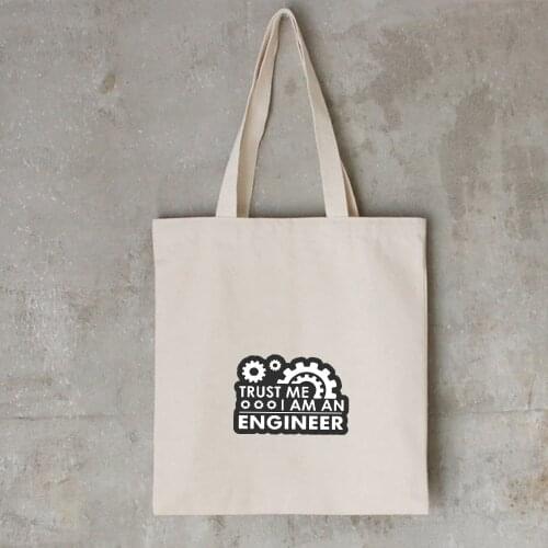 Tool Gear Letter Print Kawaii Canvas Bag Fashion Shopping Travel Large Reusable Tote Bags Men Women Industrial Style Creative