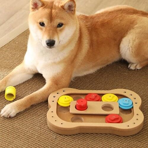 Pet Toy Wooden Interactive Dog Toys Anti Choke Dog Bowl Puppy Food Dispenser Educational Bone Paw Puzzle Feeding Training Toys
