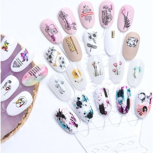 12 Designs Nail Sticker Set Art Mixed Floral Sexy lips finger Sexy girl Transfer Stickers Slider for nails Manicure Tattoos Set