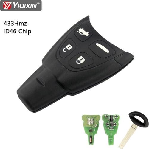 YIQIXIN Smart Card Key Fit For SAAB 93 95 9-3 9-5 WF Remote Car Key 4 Button 433Mhz ID46 PCF7946 Chip Keyless Entry Insert Blade