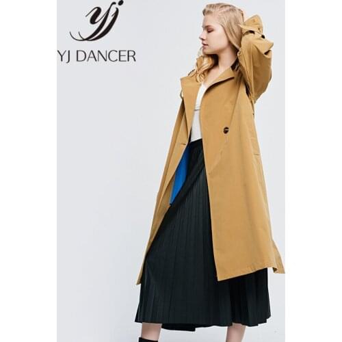 2019 Spring Autumn New Fashion Jacket Women Lapel Long Sleeve Windbreaker Europe And America Slim Long Section Coat FemaleZZZ175