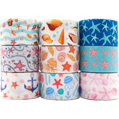 50 Yards 1.5'' 38MM Ocean Printed Ribbon For Hair Bows DIY Crafts Handmade Accessories Y2021052802