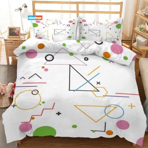 Memphis Abstract 3PCS Duvet Cover Satin Bedding Set Twin Size 180X220CM Bedspread Nordic Bed Cover