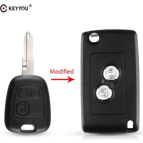 KEYYOU Modified 2 Buttons Key Remote Car Accessories Case For Peugeot 206 207 306 406 For Citroen NE73 Blade Key Shell Case