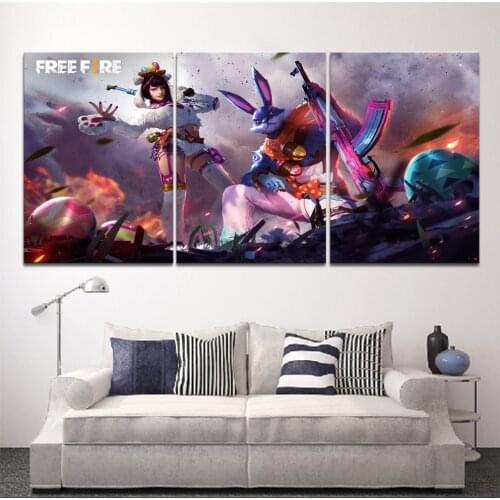 Home Decor Modular Canvas Picture 3 Garena Free Fire Game Easter bunny a living room Poster Home wall Canvas Painting Wholesale