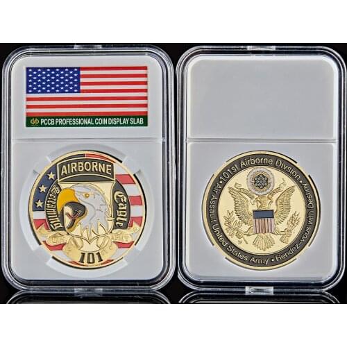 USA 101st Challenge Coin 101st Ariborne Division Gold Great Seal Soldier Military Coin W/ Capsule Display