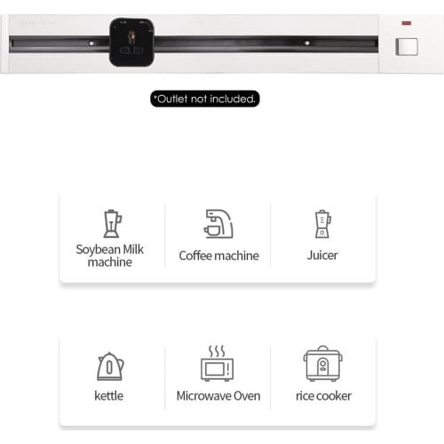 Wall Concealed Power Outlet Track 60cm Kitchen Sockets Track Wall Outlet Extension Sliding Rail Works with Movable Power Outlet