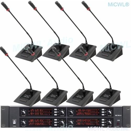 MiCWL 8 Desktop Gooseneck Wireless Microphone Luxury Conference 4 Table System